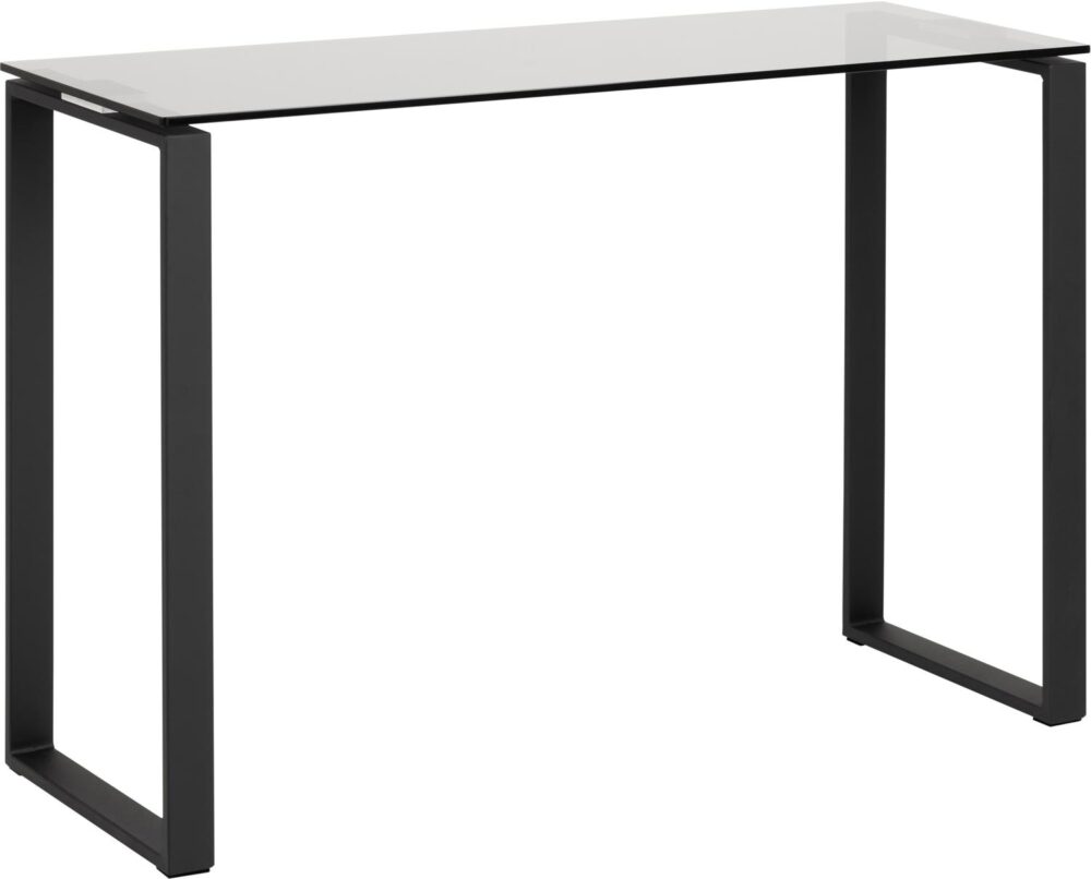 Consola Katrine, metal, blat sticla, structura neagra, 110x77x40 cm