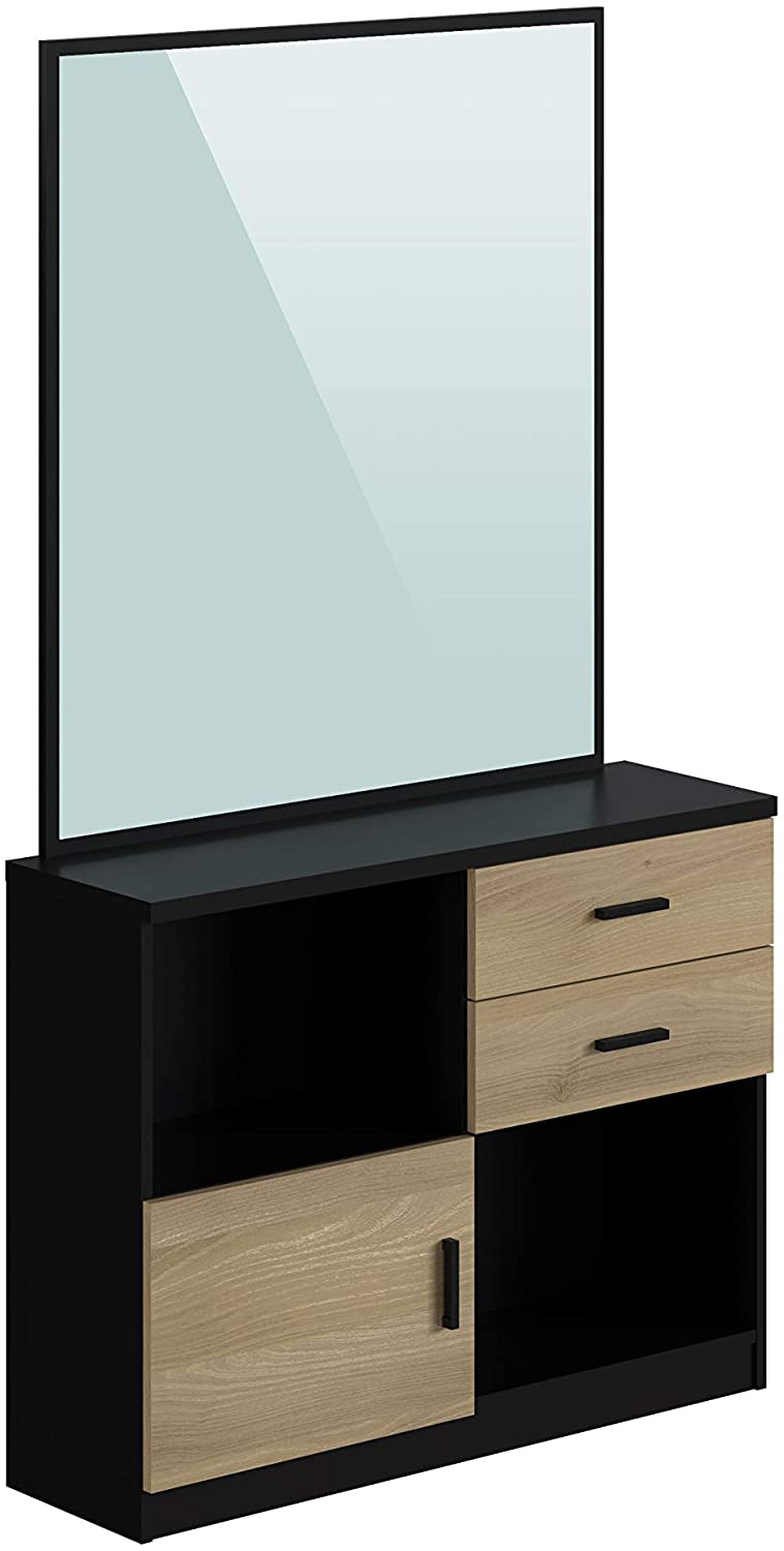 Mobilier cu oglinda, 100 x 30 x 177 cm, negru