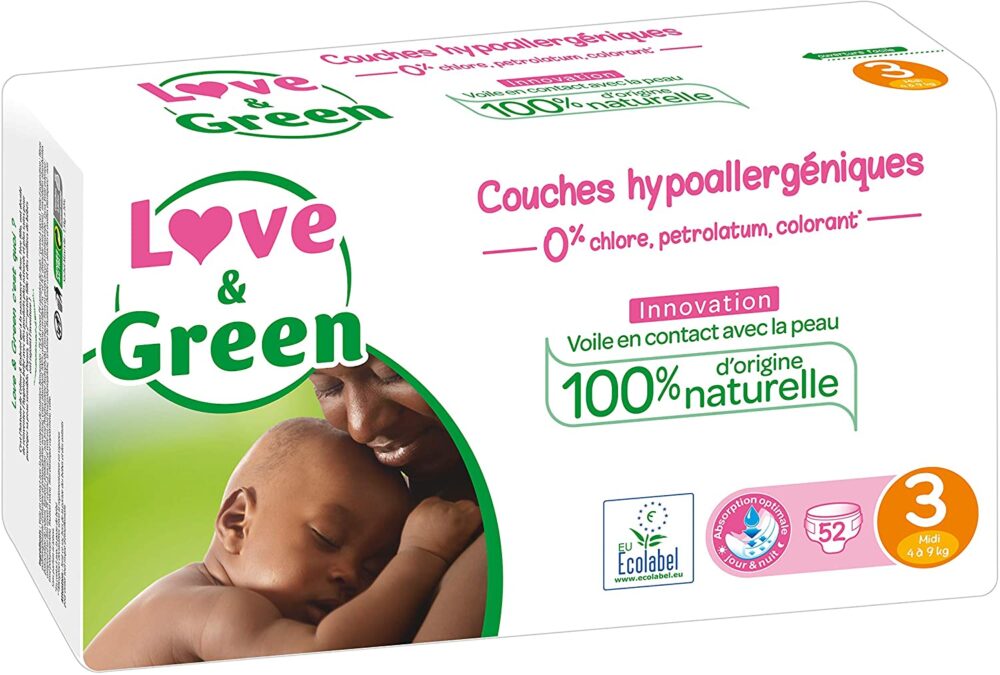 Set scutece Love & Green, nr 3, 4-9 kg, 52 bucati