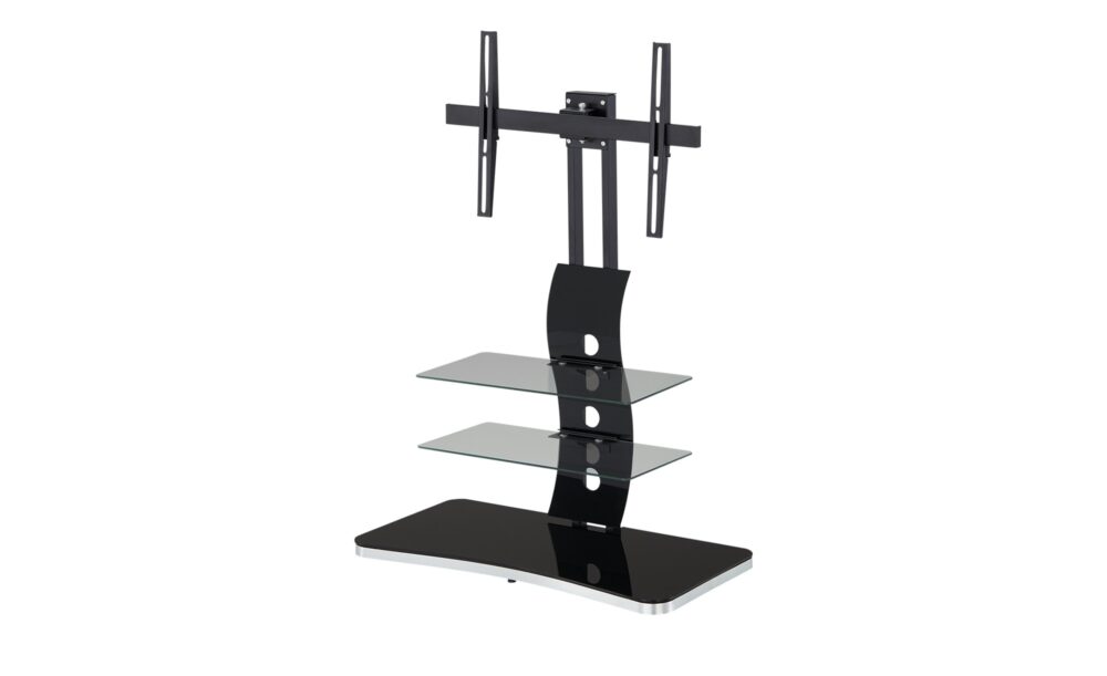 Suport Tv Maja, polite sticla, aluminiu, 88x44x122 cm, negru