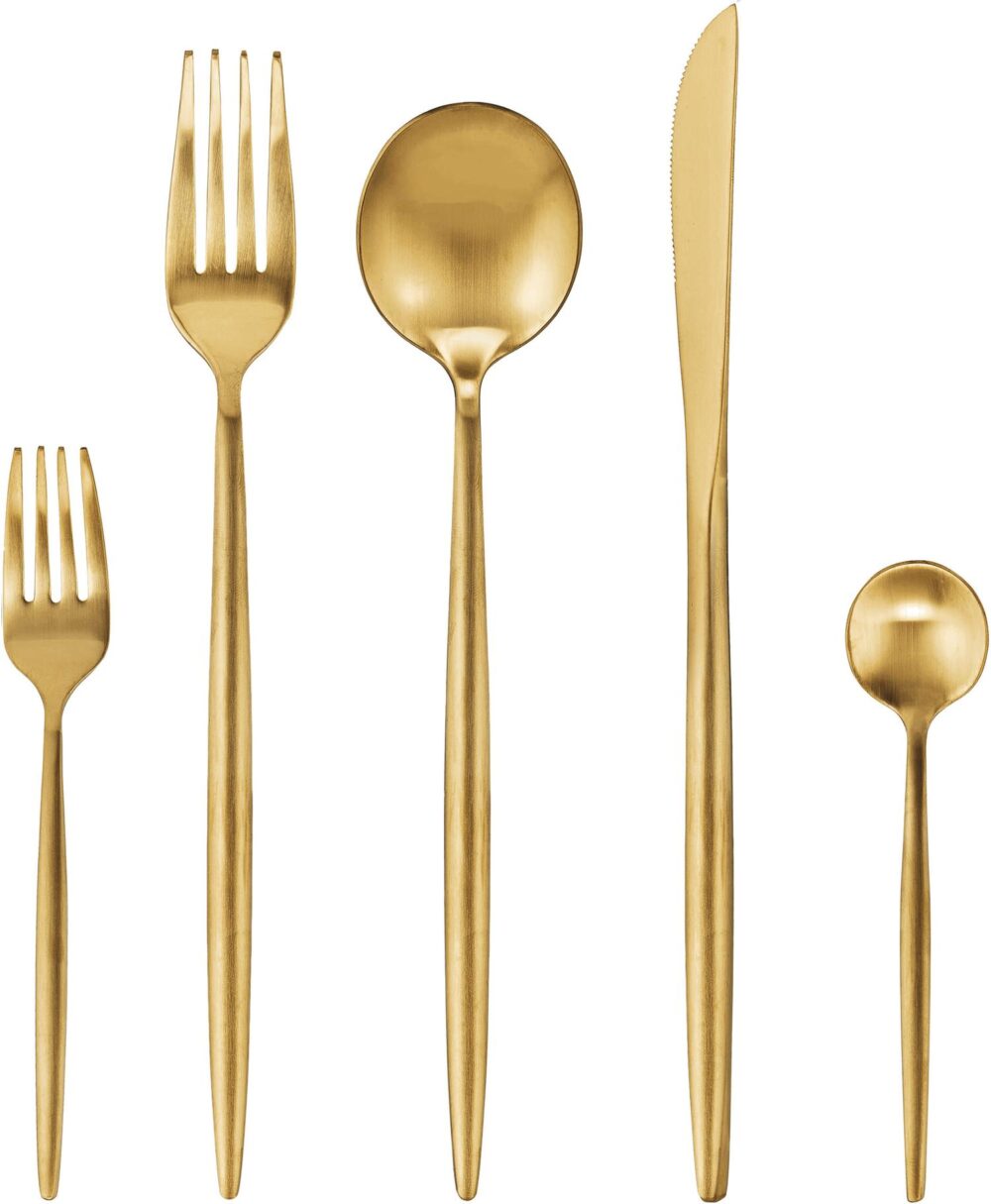 Set de tacamuri aurii Shimmer cu finisaj mat