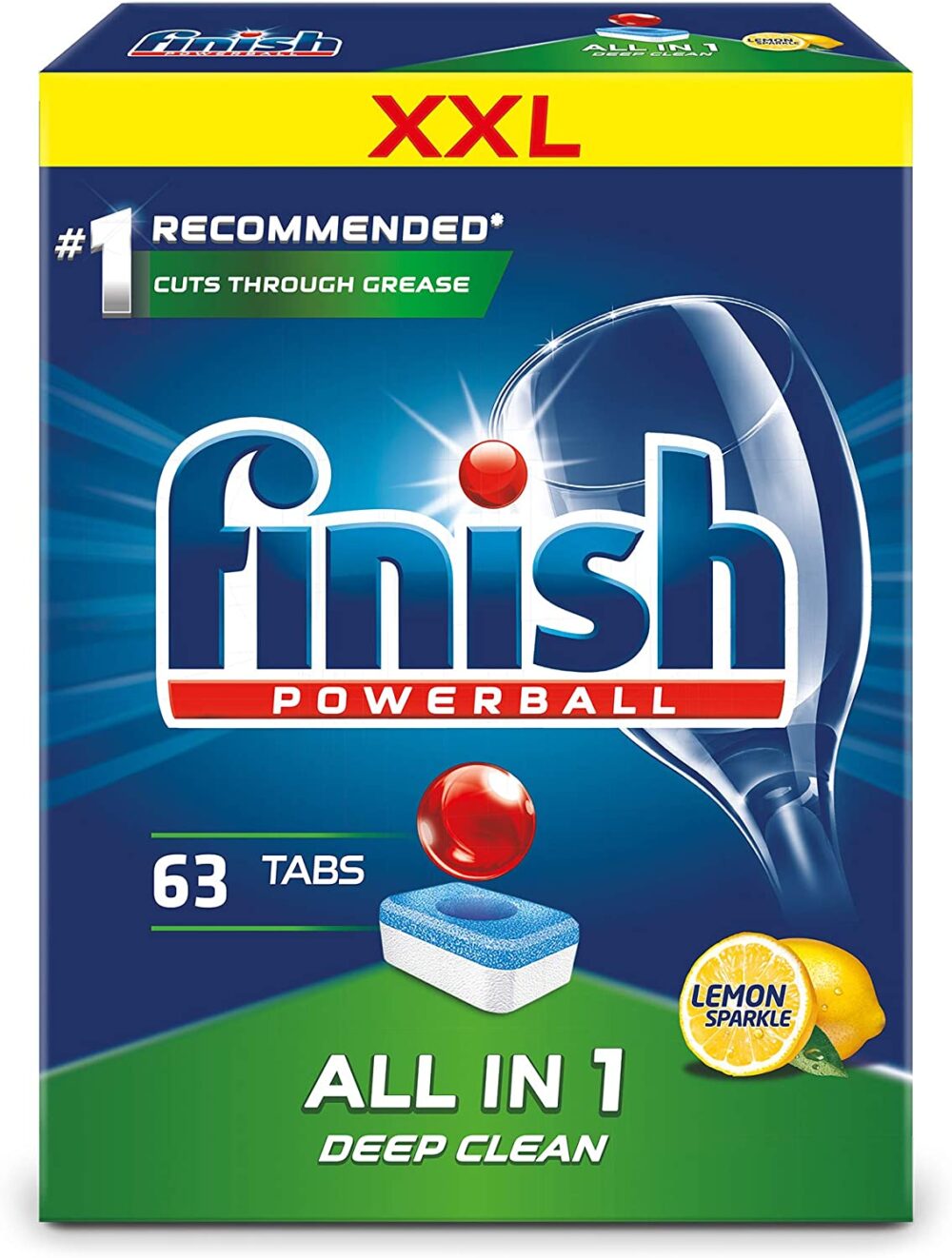 Detergent pentru masina de spalat vase Finish All in One Lemon, 63 tablete