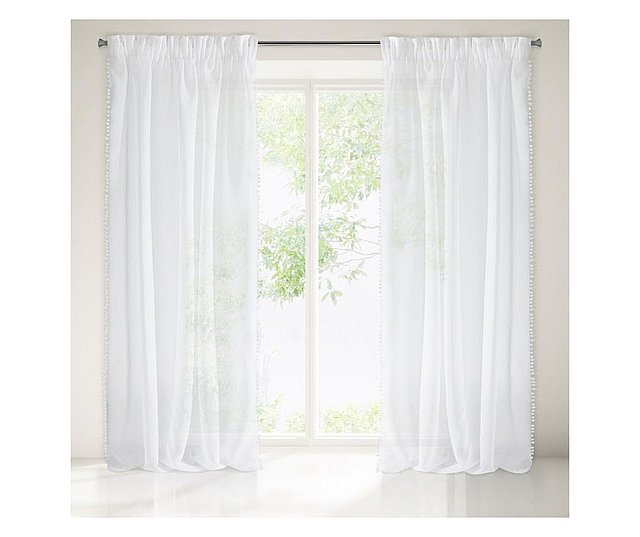 Perdea cu rejansa Rita, tesatura cu o structura de ploaie, alb, 140x250 cm