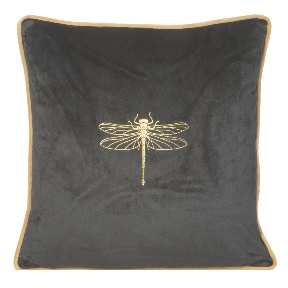 Fata perna Lori, catifea, neagra, 45x45 cm